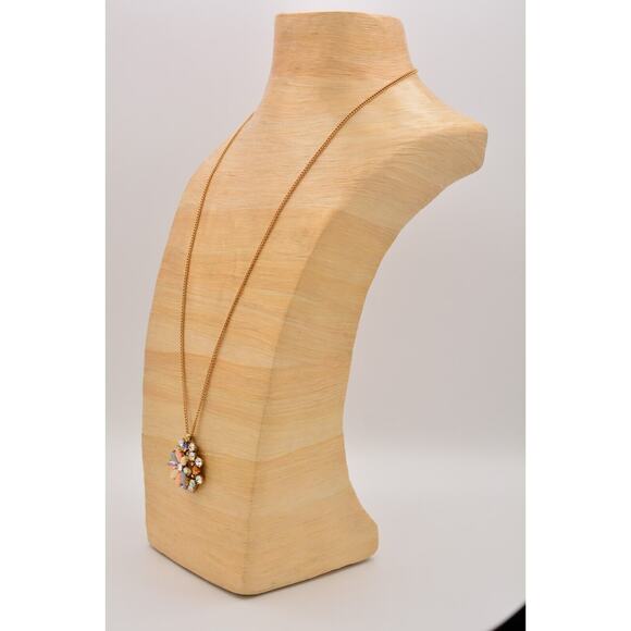 J. Crew Crystal Pendant Necklace Multi-Color Rhinestone Brushed Gold Shiny Bin3A - Picture 8 of 12